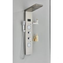 Suguword - Colonna Doccia Nickel Spazzolato Idromassaggio con Miscelatore, Pannello Doccia Acciaio Inox Doccia Soffione Colonna con Miscelatore da