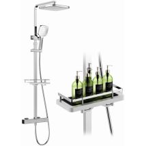 Colonna Doccia Termostatica Con Mensola, Altezza Regolabile (830–1110 Mm) Senza Fori Aggiuntivi, Finitura Cromata, In Acciaio Inox