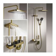 Colonna Doccia Termostatica Con Miscelatore 40°c, Sistema Doccia 5 Funzioni Con Soffione Da 30 Cm, Doccetta In Abs, Doccetta Spalla, 2 In 1 Doccetta 