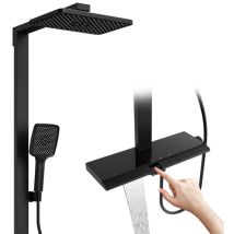 Colonna Doccia Termostatica Ohpa Nero – Sistema Doccia Completo Con Pannello 40x14 Cm, Anti-scottatura, Doccetta A Mano 3 Getti, Soffione A Pioggia, 