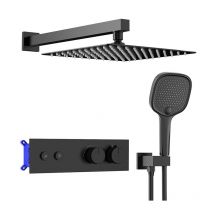 Homelody - Colonna doccia termostatica nera Colonna doccia a incasso Sistema doccia a incasso con miscelatore in ottone