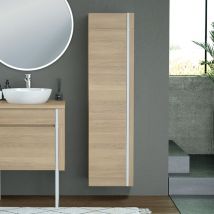 Meuble sdb tyo - Colonne à suspendre en chêne et métal blanc 135 cm