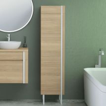 Meuble SDB TYO - Colonne sur pieds en chêne et métal blanc 150cm