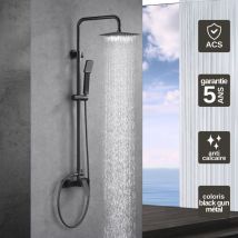 Colonne De Douche Noir Métal Anti-calcaire - Design Moderne Et Économie D'Eau - Kit Complet Art Imex