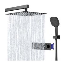 Homelody - Colonne de Douche Thermostatique Colonne de Douche Noir Encastrée Système de Douche Encastrable avec Mitigeur en Laiton