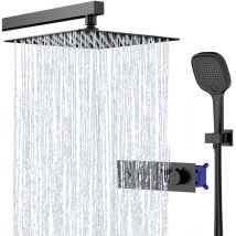Colonne De Douche Avec Mitigeur Thermostatique Ensemble De Douche En Cuivre Hauteur Réglable 910-1320mm Pommeau Carré 250mm