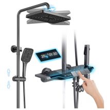 Esip - Colonne de douche avec mitigeur thermostatique, Systeme de Douche Piano avec 30x20cm douche de tête et Douchette, Ensemble de Douche Réglable