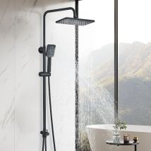 Colonne de Douche Complet sans Robinetterie pour Salle de Bain Système Pluie Noir Réglable en Hauteur Ensemble de Douche Baignoire