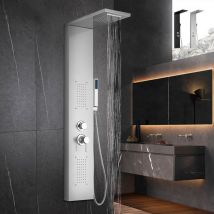 Arati Bath&shower - Colonne de douche en acier avec mitigeur cascade d'hydromassage Sirmione - Silver