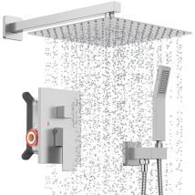 Colonne De Douche Encastrée, Ultrixe Kit De Douche Complet Encastré Avec Tête De Douche Carrée 8,0 Pouces, Laiton&acier Inoxydable, Douchette, 