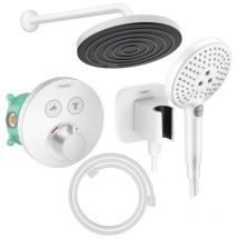 Colonne de douche encastrée thermostatique HANSGROHE ShowerSelect S Douche Pulsify Flexible Designflex Douchette Raindance S blanc