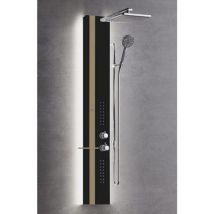 Novellini – Colonne de douche hydromassante LED noire 150 cm – Finition métal, Forme de la pomme haute, Matières, Forme du pommeau, Type de jet, 