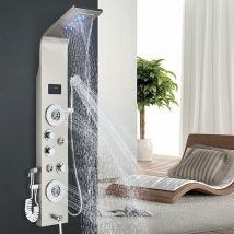 Zamery - Colonne de Douche Hydromassante led Acier Inox pour Salle de Bain avec 2 Grandes Buses Massants et 6 Micro jets de Massage avec Écran lcd