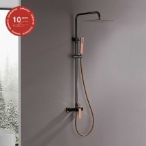 Poalgi - Colonne de douche mécanique avec barre extensible sky bath noir cristal et or rose pvd série infinite