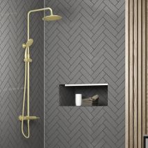 Aurlane - Colonne de douche Mécanique finition Or Doré Brossé - 133x26x52 cm - molly gold