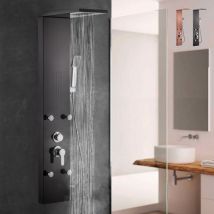 Arati Bath&shower - Colonne de douche mitigeur pomme de douche 4 jets d'eau douchette Bormio - Noir