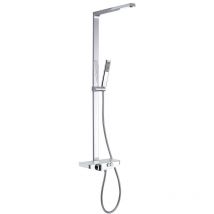 BERNSTEIN - Colonne de douche moderne combinée thermostatique acier inoxydable + tablette verre - 120x50cm - NT7385Chrome, 20cm carré