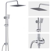 Duschsäule ohne Mischer,Komplettset für Regendusche,25,4 x 25,4 cm Duschkopf und Handbrause, Brausestange,verchromt