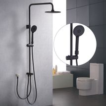 Colonne De Douche Sans Mitigeur Avec Filtration – Inox Noir, Jets Hydromassants, Douchette 3 Fonctions,installation Murale