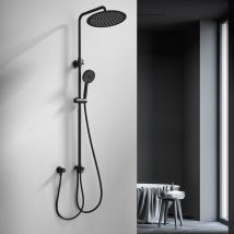 Colonne De Douche Sans Mitigeur En Sus304 – Grande Douche Pluie 12’’ Noir, Hauteur Réglable(500 - 1220 Mm), Installation Sans Perçage, Douchette 3 