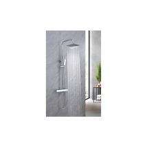 Aica Sanitaire - aica colonne de douche pour douches de plain-pied avec douchette thermostatique à effet pluie, ensemble de douche réglable en hauteur