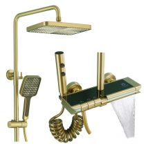 Esip - Colonne de Douche Thermostatique Or Brossé led Système de Douche Affichage Numérique Kit de Douche Réglable Hauteur Ensemble Douche avec