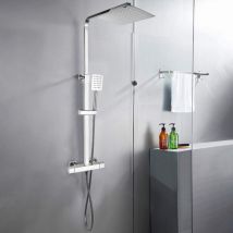 Arati Bath&shower - Colonne de douche thermostatique en acier avec mitigeur et douchette Saturnia