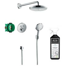 Colonne de douche thermostatique encastrée Hansgrohe ShowerSelect s chromé + douche de tête Raindance Select s + nettoyant