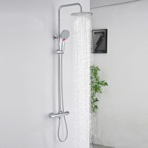 Detbom - Colonne De Douche Thermostatique Ensemble De Douche Chromé Kit De Douche Ronde Système De Douche Hauteur Réglable En Acier Inoxydable