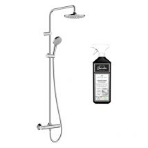 Colonne de douche thermostatique Hansgrohe Vernis Blend 200 EcoSmart chromée + nettoyant Briochin