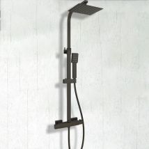 Aica Sanitaire - aica Colonne de Douche Thermostatique Noire Ensemble de Douche Chromé Système de Douche robinet ensemble de douche réglable 200mm