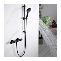 Detbom - Colonne de Douche Thermostatique Mitigeur de Douche Noir avec Douchette 3 Jets et Barre de Douche Ensemble de Douche Moderne