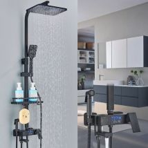 Zamery - Colonne de Douche Thermostatique noir Système de Douche Pluie Montage Mural Ensemble de Douche,Set de Douche avec Mitigeur pour Salle de