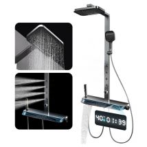 Esip - Colonne De Douche Thermostatique, SystèMe De Douche Mural à LumièRe Ambiante à Affichage NuméRique led à 5 Fonctions, Avec 33x 20cm Douche De