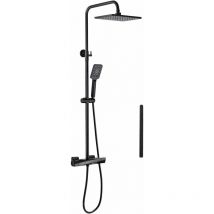 Phasat - Ensemble de Douche Thermostatique, Colonne de Douche avec Mitigeur Thermostatique,255 x190mm Pomme de Douche,Douchette à Main 3 Jets,Noir