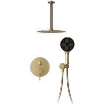 Colonne De Douche,30 X 30 Cm Pommeau De Douche À Effet Pluie Or Brossé,ensemble De Douche Pluie Réglable À 360°,douche Ronde Autonettoyante Haute 