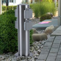 Nordlux - Colonne de prise extérieure 4x prises avec couvercle à charnière prise de distribution 4 voies en acier inoxydable, protection IP44 classe