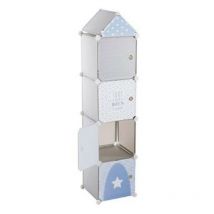 Colonne de Rangement Château 140cm Gris & Bleu