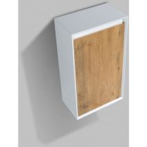 Bernstein - Meuble Colonne Design salle de bain, Armoire à droite murale étagères - 50x28,8x88cm - FIONAOptique de chêne, Avec armoire latérale à