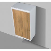 Bernstein - Meuble Colonne Design salle de bain, Armoire à gauche murale étagères - 50x28,8x88cm - FIONAOptique de chêne, Avec armoire latérale à