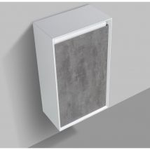 Bernstein - Meuble Colonne Design salle de bain, Armoire à droite murale étagères - 50x28,8x88cm - FIONAaspect béton, Avec armoire latérale à droite
