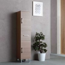 Kiamami Valentina - Colonne De Salle De Bain 150Cm Avec Pieds 2 Portes Et Tiroir Rimini