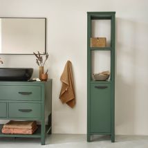 Colonne De Salle De Bain Verte En Bois D'Acacia