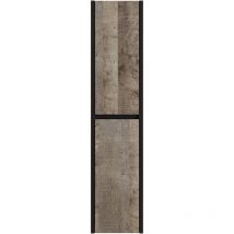 Pegane - Colonne de salle de bain en mélamine coloris chêne et noir - Longueur 31 x profondeur 25 x Hauteur 140 cm