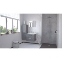 Colonne de Salle de Bain SMART - A suspendre - 2 Portes - 35cm - Finitions Gris