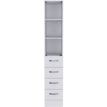 Tuhome Concept - Colonne de salle de bain Vanguard, avec quatre tiroirs et trois étagères.
