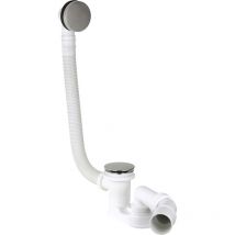 CGS - Colonne de vidange de bain universelle avec couvercle de trop-plein et drain en acier inoxydable TKSK14-INOX Acier inoxydable
