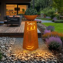 Etc-shop - Colonne décorative pour plantes, bol à fleurs, décoration de jardin, lampe d'extérieur, colonne pour plantes avec perforations, métal