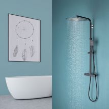 Auralum - Colonne doccia termostatiche 12 Pollici Extra large e ultra sottile Spruzzo superiore Quadrato Nera elegante Termostato intelligente a 38