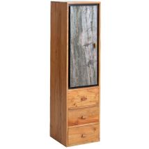 Made In Meubles - Colonne en bois d'acacia et pierre Côme